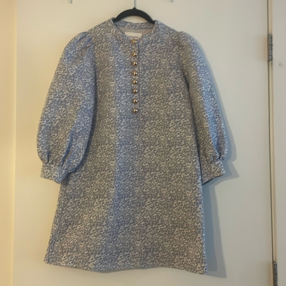 TUCKERNUCK/Pomander Place Blue Jacquard Samantha Mini Dress (MEDIUM)
